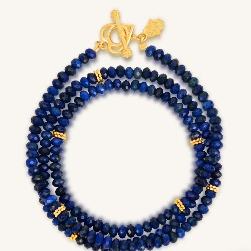 Elegant Blue and Gold Beaded Bracelet